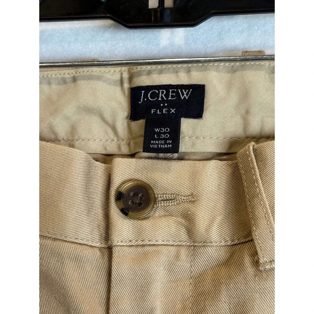 J.Crew Chino Pants Mens 30x30 Khaki Flex Slim Fit Flat Front J1081
